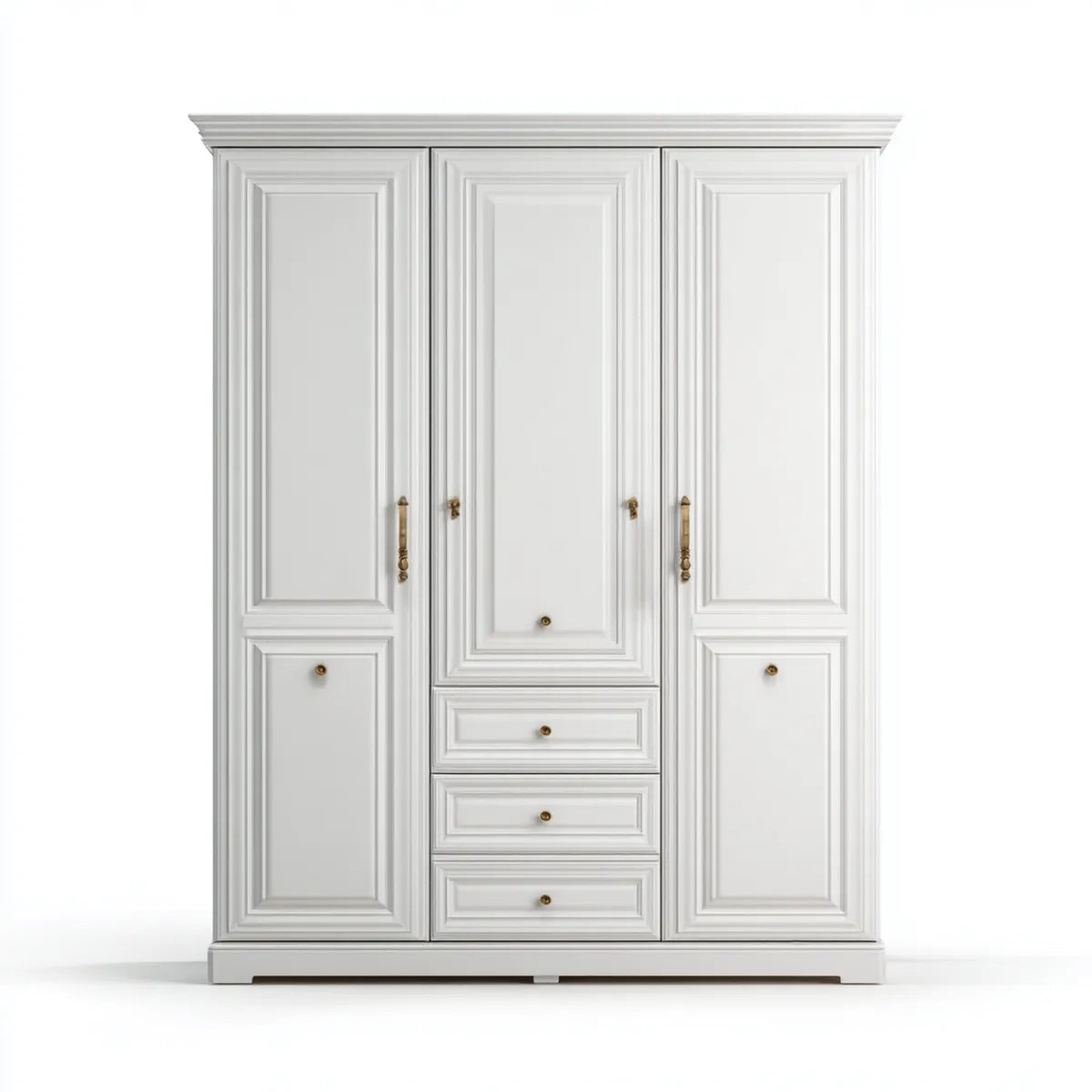 Armoire de chambre 3 portes avec 3 tiroirs blanche 180 x 60 x 220 cm en MDF rectangulaire