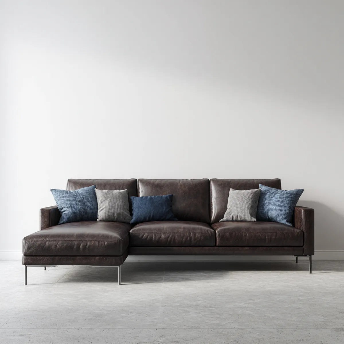 Canapé d'angle gauche 4 places brun foncé en microfibre polyester 280 x 165 x 85 cm
