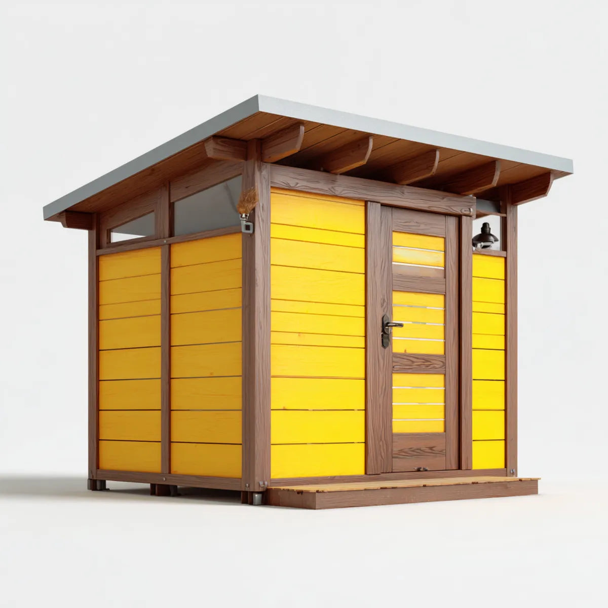 Abri de rangement extérieur jaune et brun en pin massif 200 x 150 x 210 cm avec porte