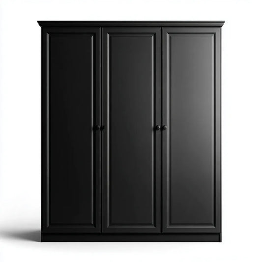 Armoire de chambre 3 portes noire 180 x 60 x 220 cm en MDF mélaminé rectangulaire