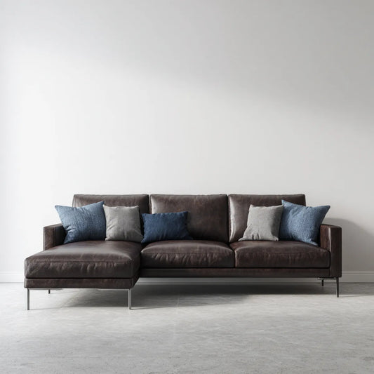 Canapé d'angle gauche 4 places brun foncé en microfibre polyester 280 x 165 x 85 cm