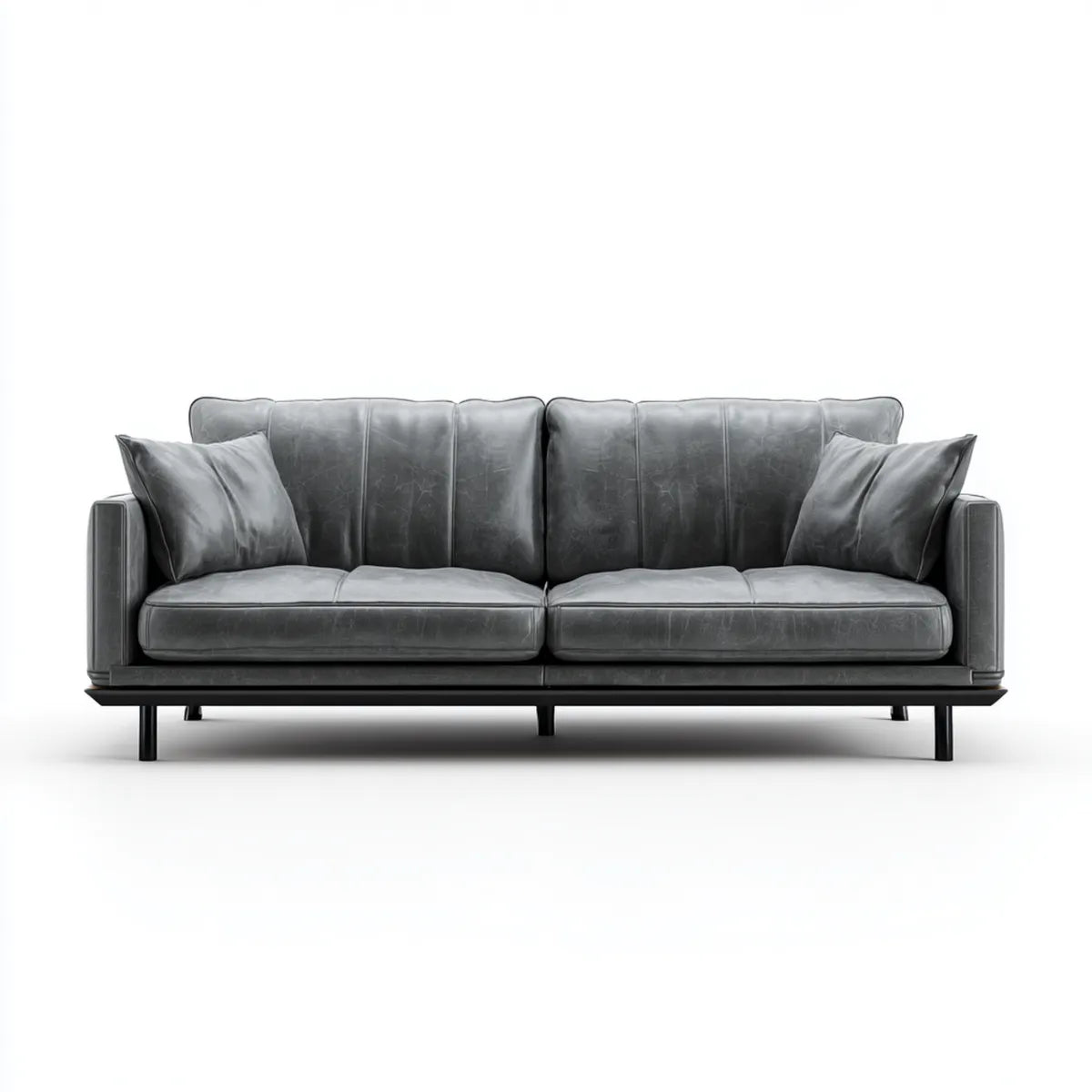 Canapé 3 places gris anthracite en cuir synthétique PU 220 x 90 x 85 cm rectangulaire