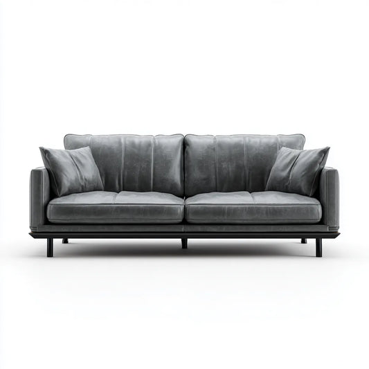 Canapé 3 places gris anthracite en cuir synthétique PU 220 x 90 x 85 cm rectangulaire