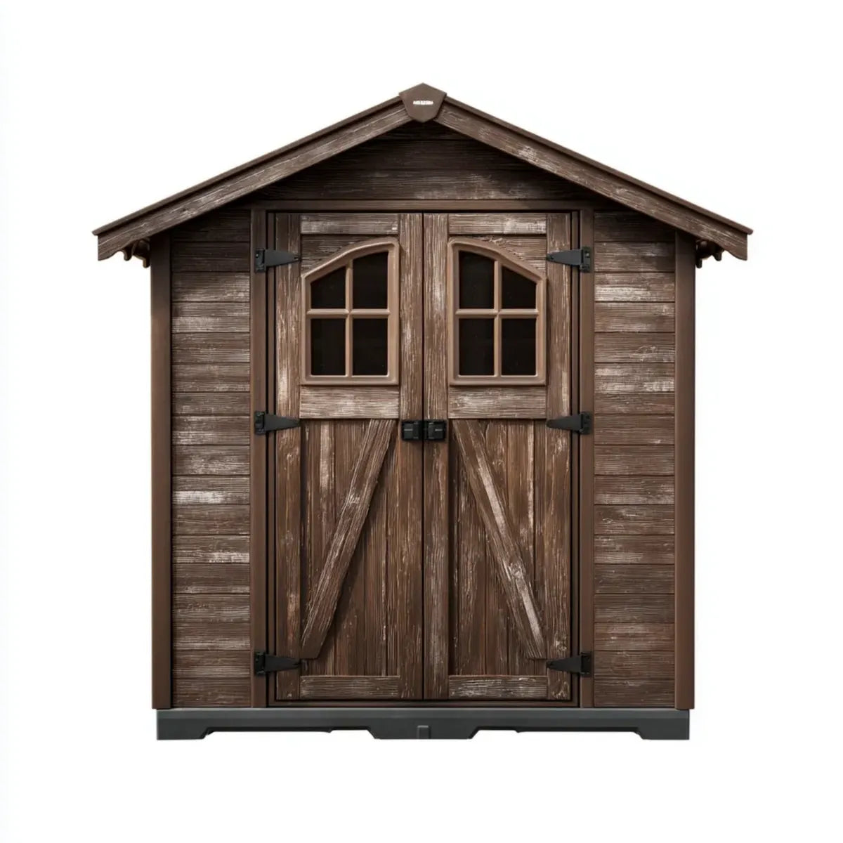 Abri de jardin de rangement brun foncé en polypropylène effet bois à pignon 229 x 185 x 242 cm