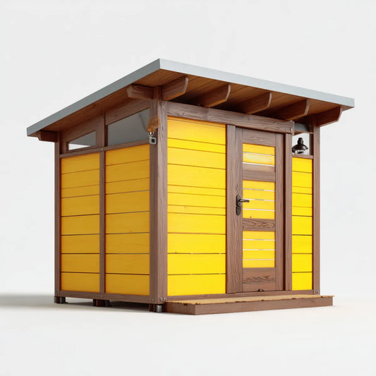 Abri de rangement extérieur jaune et brun en pin massif 200 x 150 x 210 cm avec porte