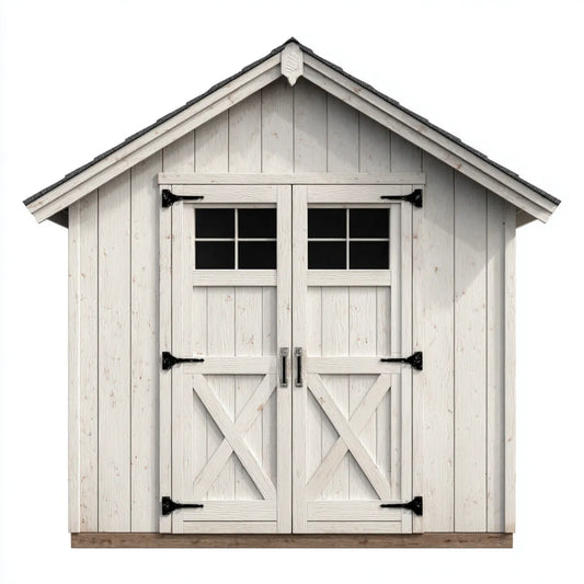 Abri de jardin de rangement blanc en pin massif avec double porte battante 180 x 120 x 210 cm