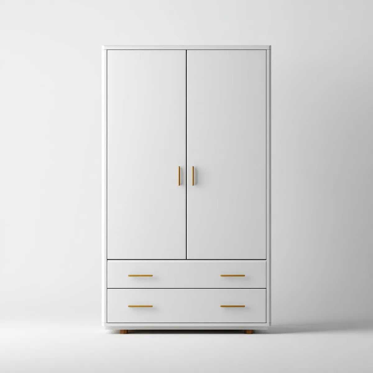 Armoire de chambre blanche à 2 portes et 2 tiroirs en panneaux MDF 90 x 50 x 180 cm