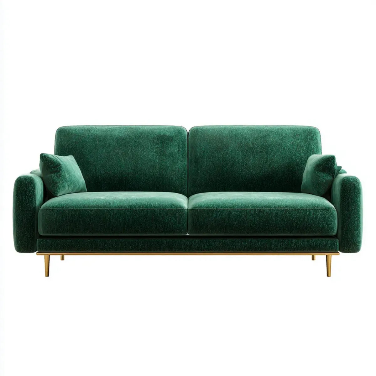 Canapé droit 3 places vert émeraude en velours de polyester 210 x 88 x 82 cm