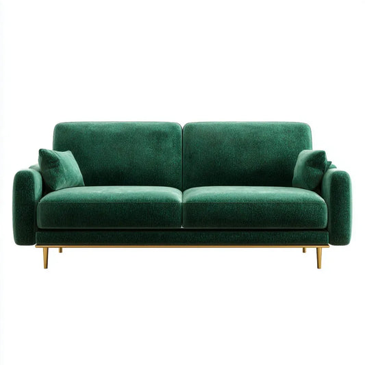 Canapé droit 3 places vert émeraude en velours de polyester 210 x 88 x 82 cm