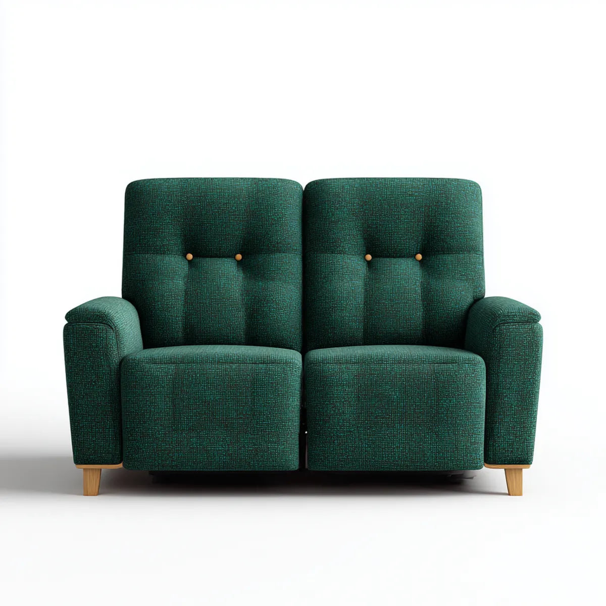 Canapé 2 places vert foncé en polyester avec pieds en bois massif 150 x 90 x 100 cm