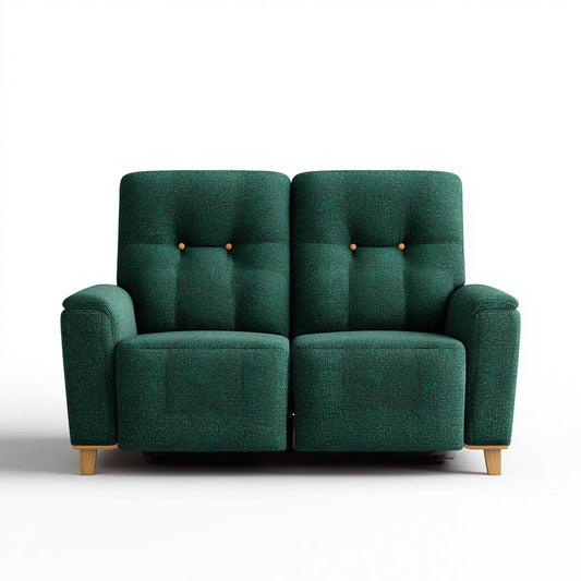 Canapé 2 places vert foncé en polyester avec pieds en bois massif 150 x 90 x 100 cm